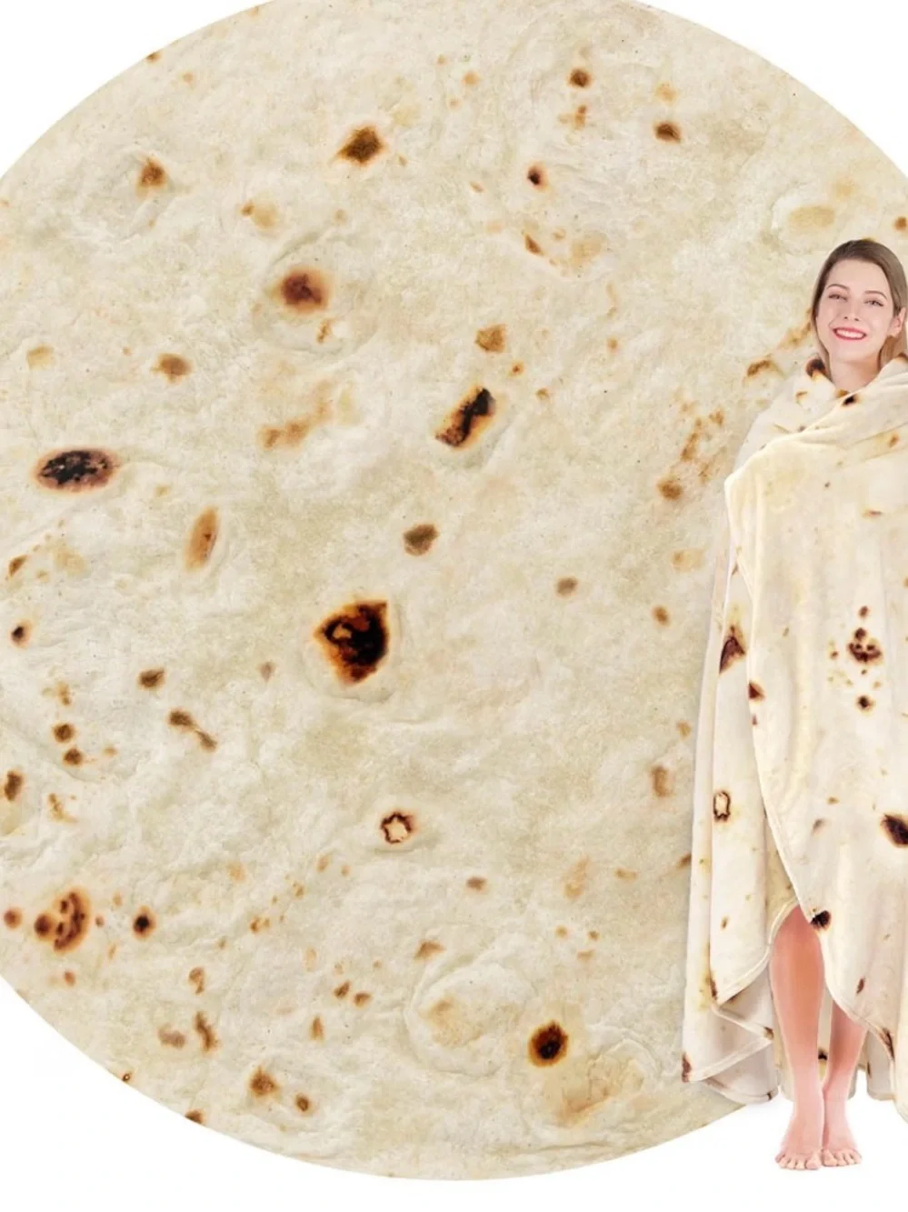Novelty Tortilla Throw Blanket - Cream Brown Wrap